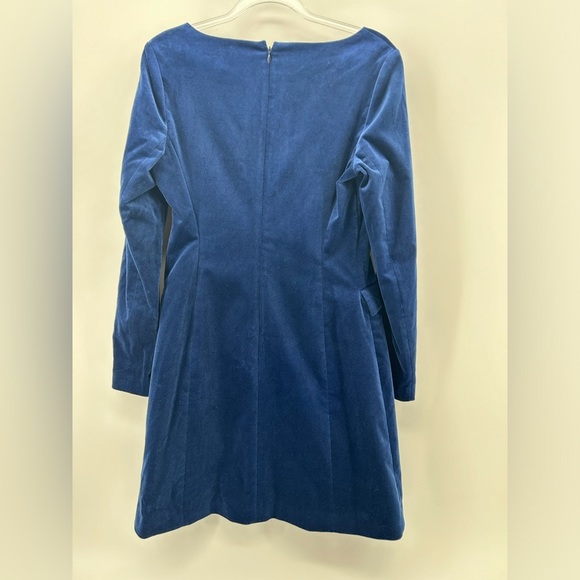 NWT Theory Velvet Long Sleeve Dress size 4 Navy Blue Shift Fitted Open Neck - Picture 4 of 11